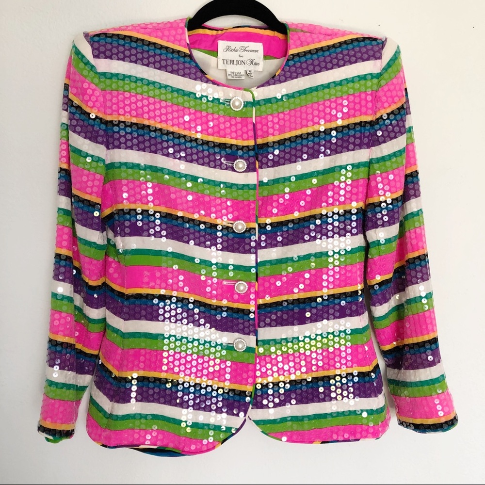 [Rickie Freeman] Rainbow Sequin Blazer